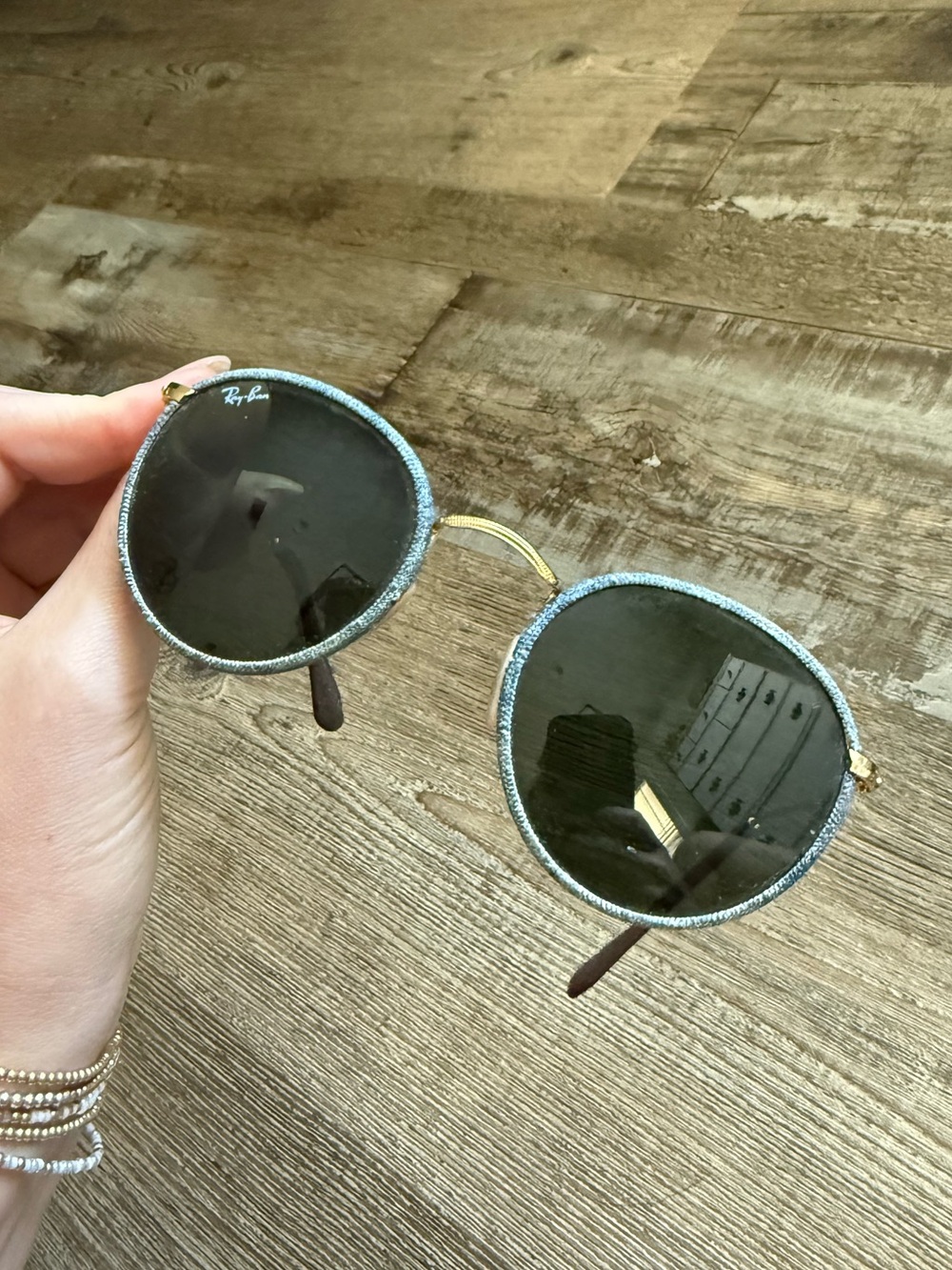 Ray-Ban Round Craft Sunglasses with Denim Trim - RB3575Q